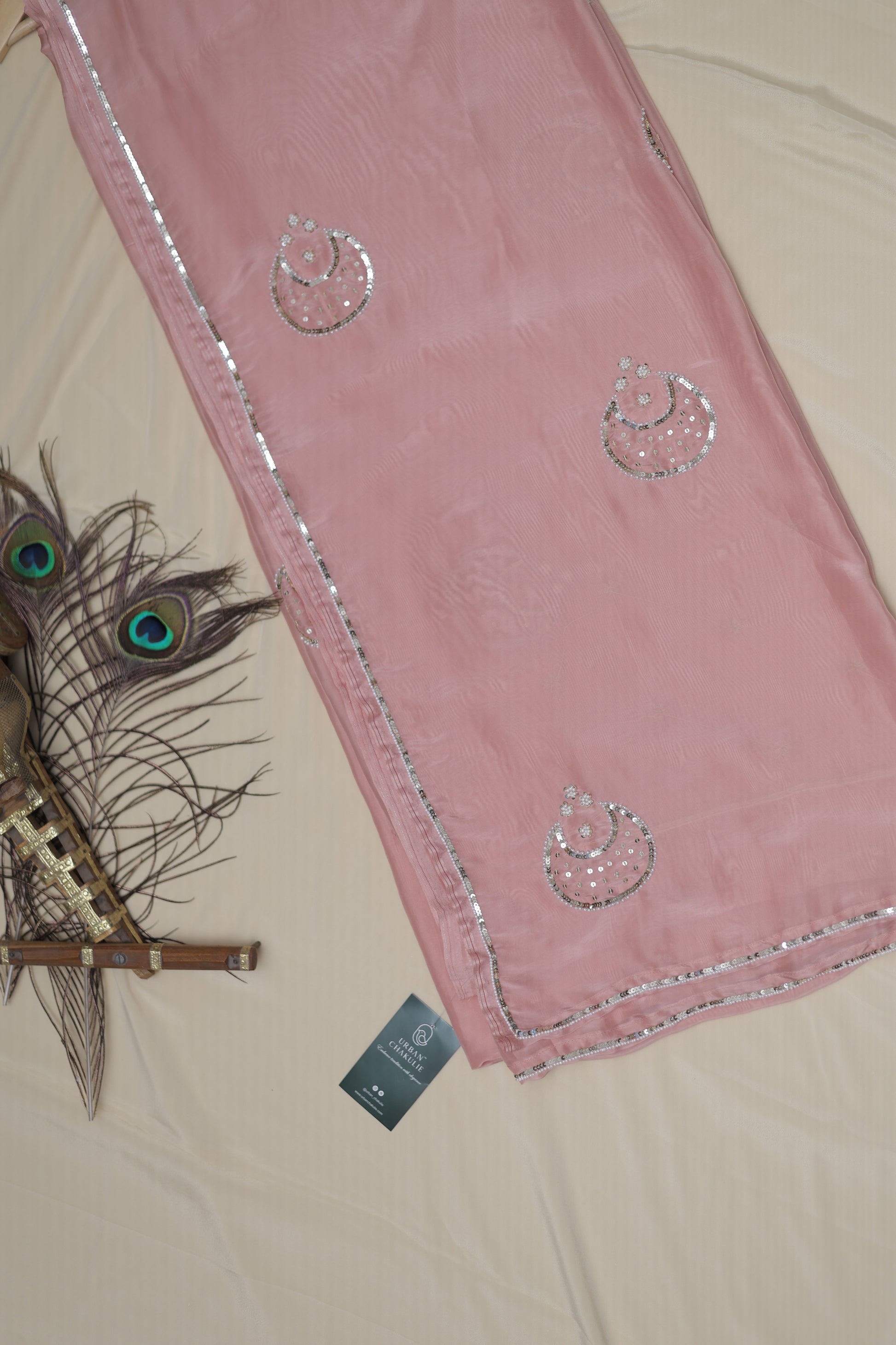 LIGHT PINK- AUTUMN CREPE SAREE(TARA CHANDRA- STARS & MOON)