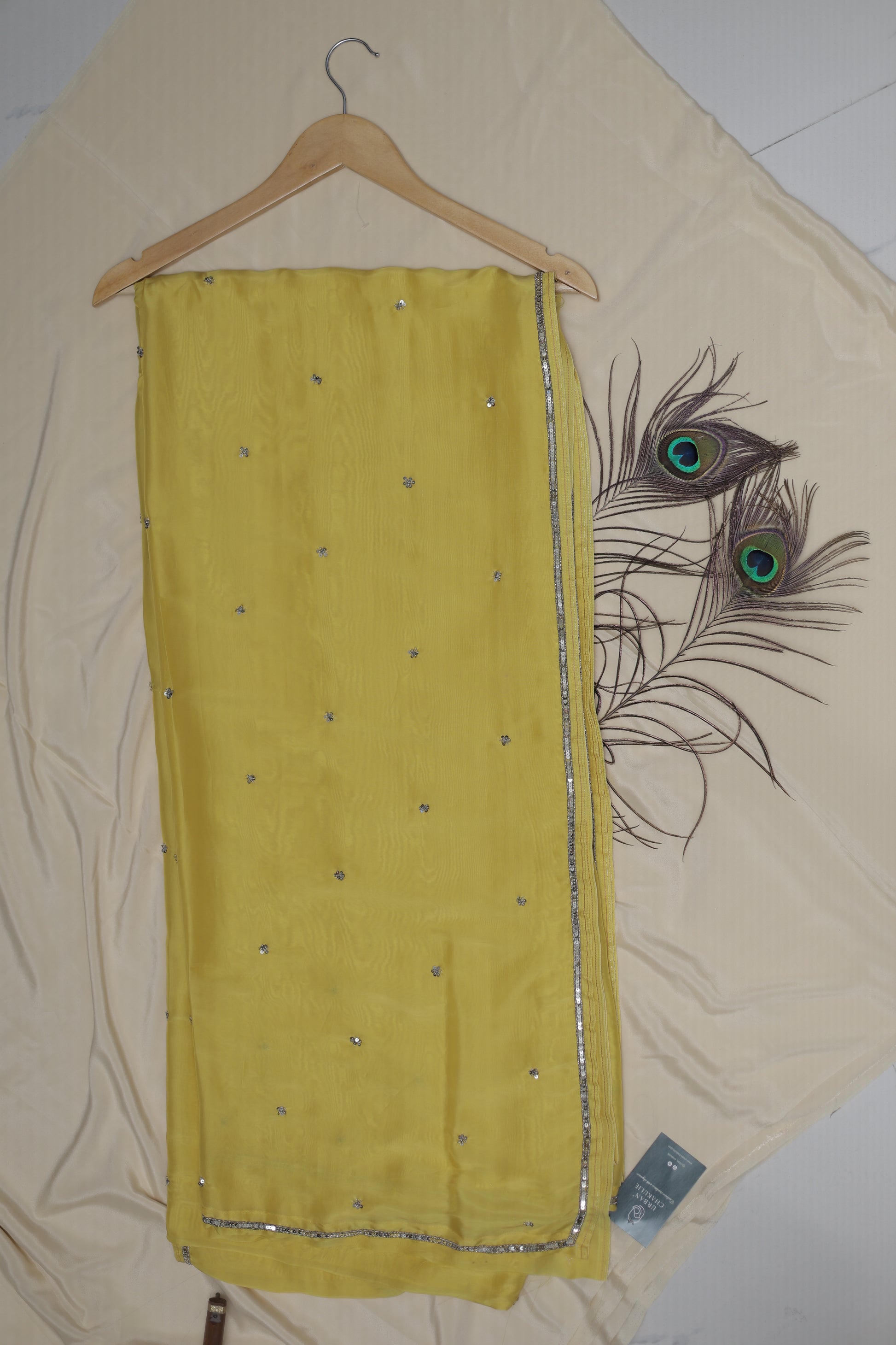 LEMON YELLOW- AUTUMN CREPE SAREE(PHOOL BINDU - FLOWER DOT)
