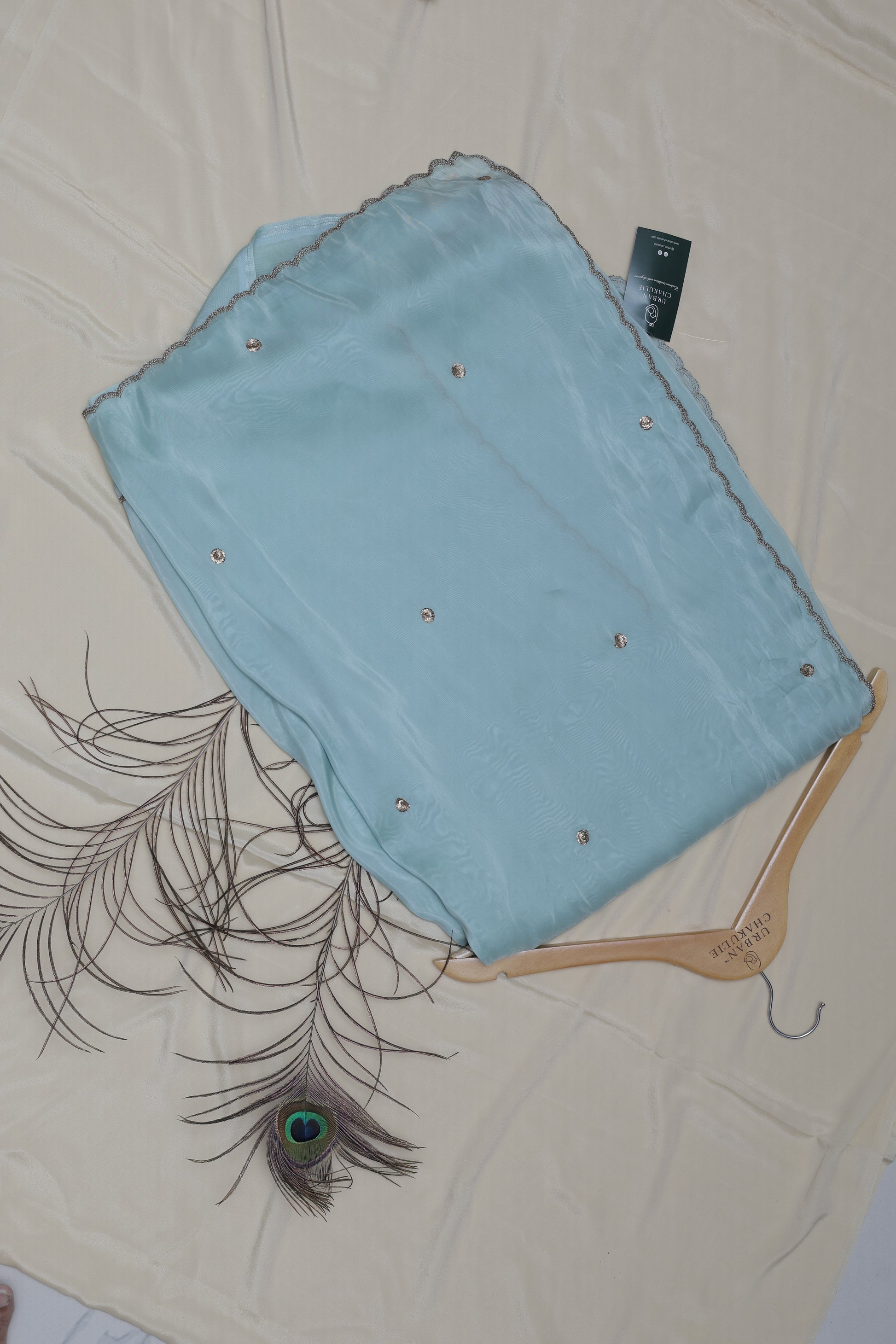 POWDER BLUE- AUTUMN CREPE SAREE( CHAKRA BUTTI - CIRCLE MOTIFS)