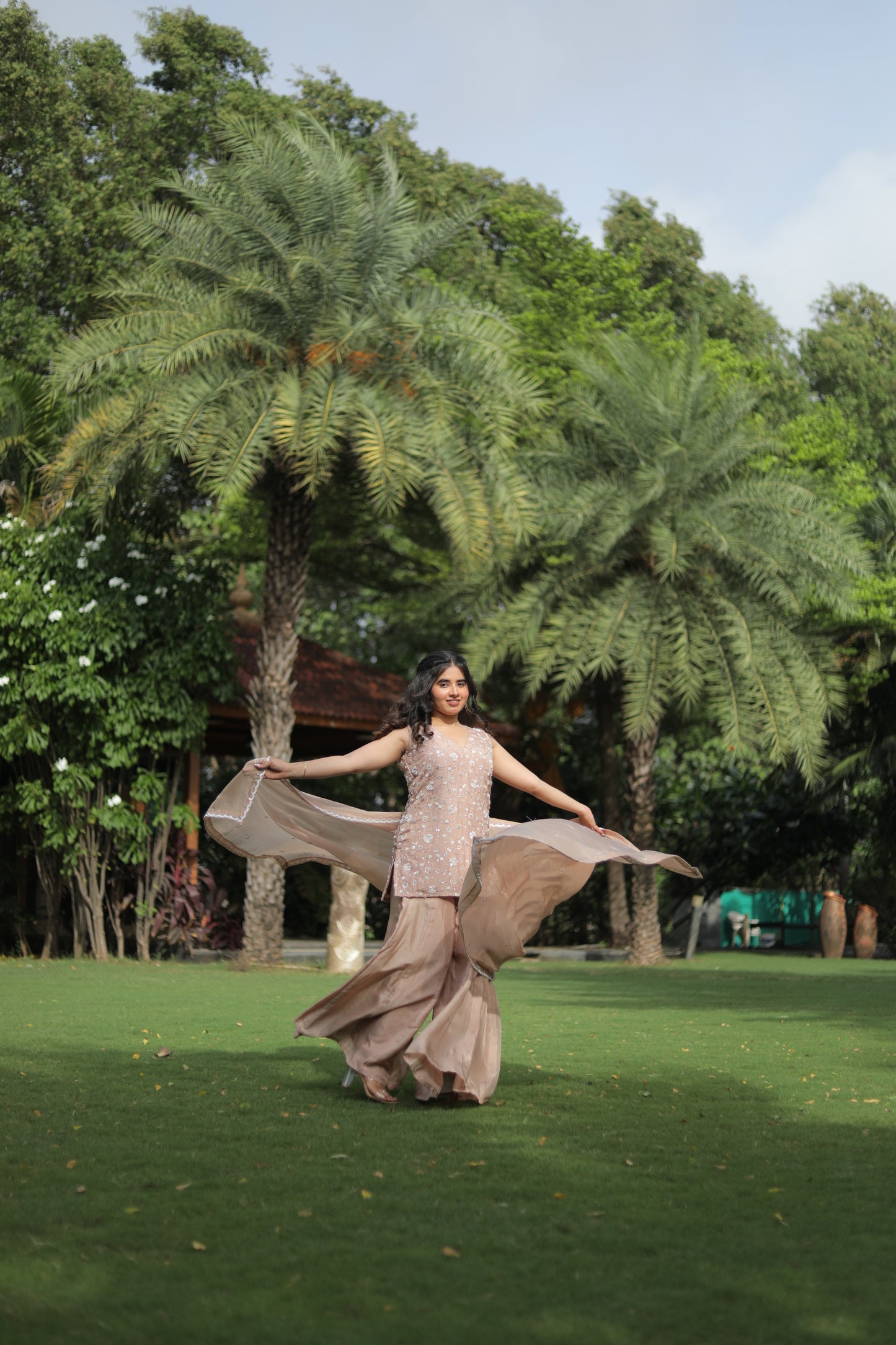 ROSE BISQUE - FULL FAIRED PANEL SHARARA SET