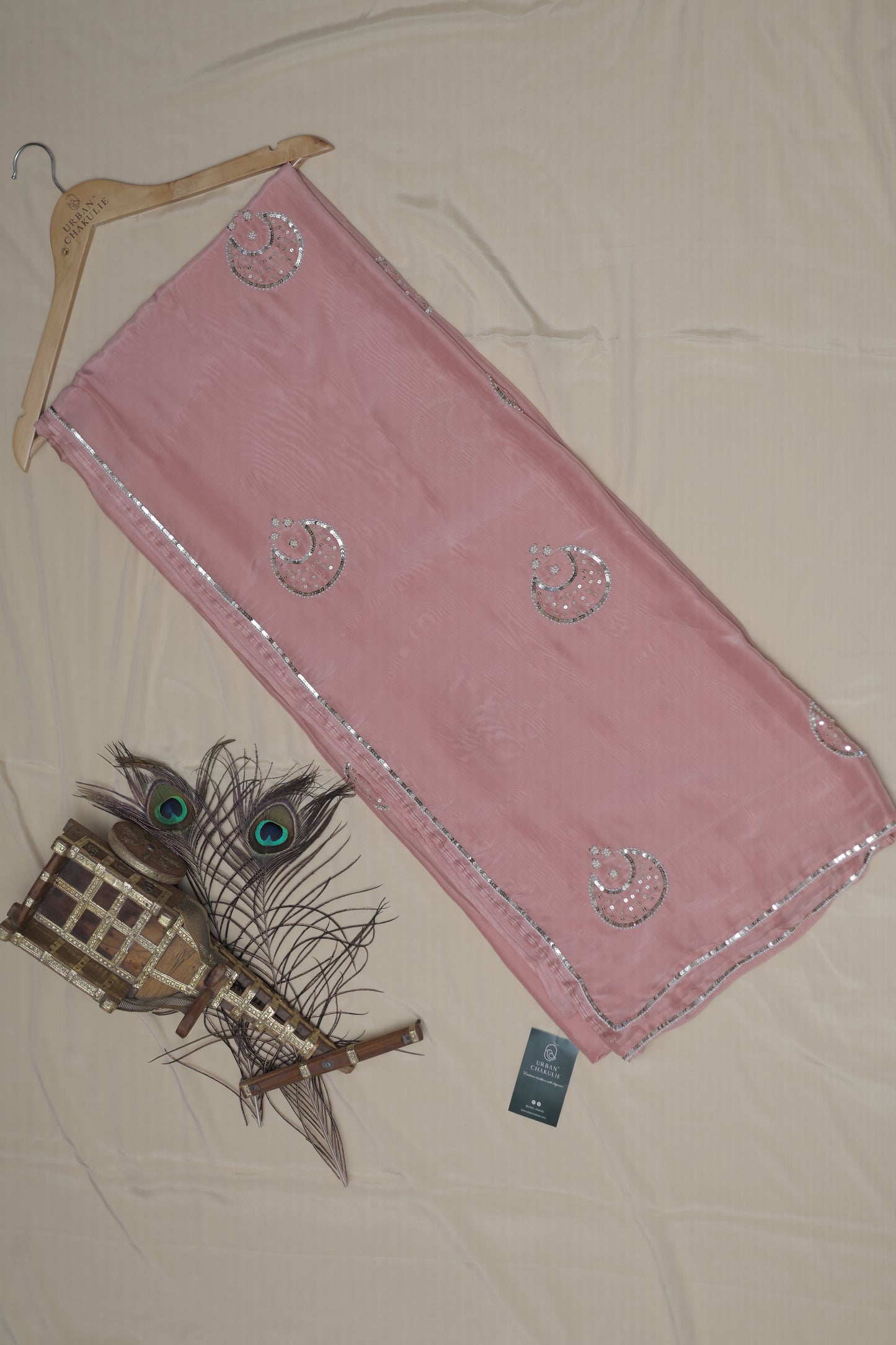 LIGHT PINK- AUTUMN CREPE SAREE(TARA CHANDRA- STARS & MOON)