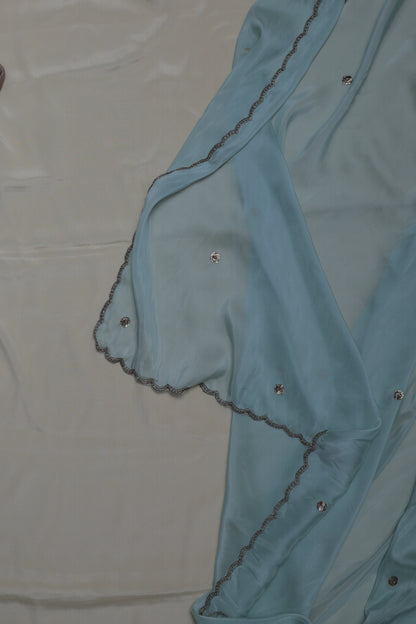POWDER BLUE- AUTUMN CREPE SAREE( CHAKRA BUTTI - CIRCLE MOTIFS)