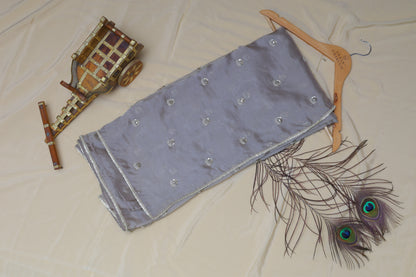 SILVER GREY - TISSUE SAREE (PUSHPA BINDU - FLORAL DOT)