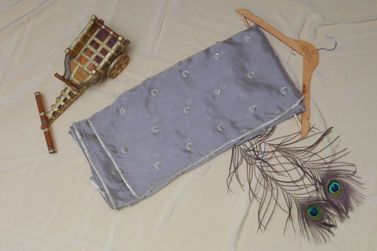 SILVER GREY - TISSUE SAREE (PUSHPA BINDU - FLORAL DOT)