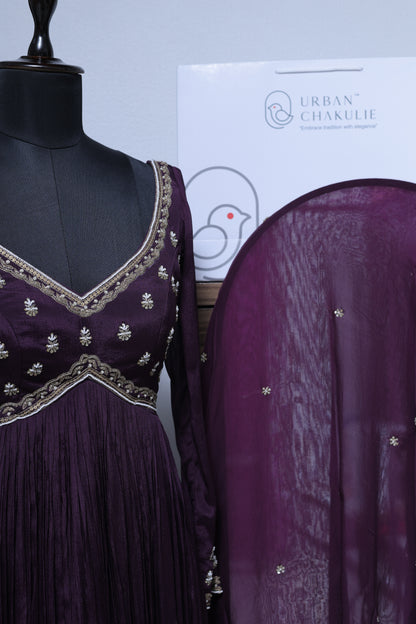 DARK MIDNIGHT PURPLE ANARKALI SET