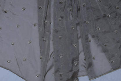 SILVER GREY - TISSUE SAREE (PUSHPA BINDU - FLORAL DOT)