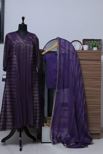 DEEP VIOLET PRINCESS CUT KURTA PANT SET