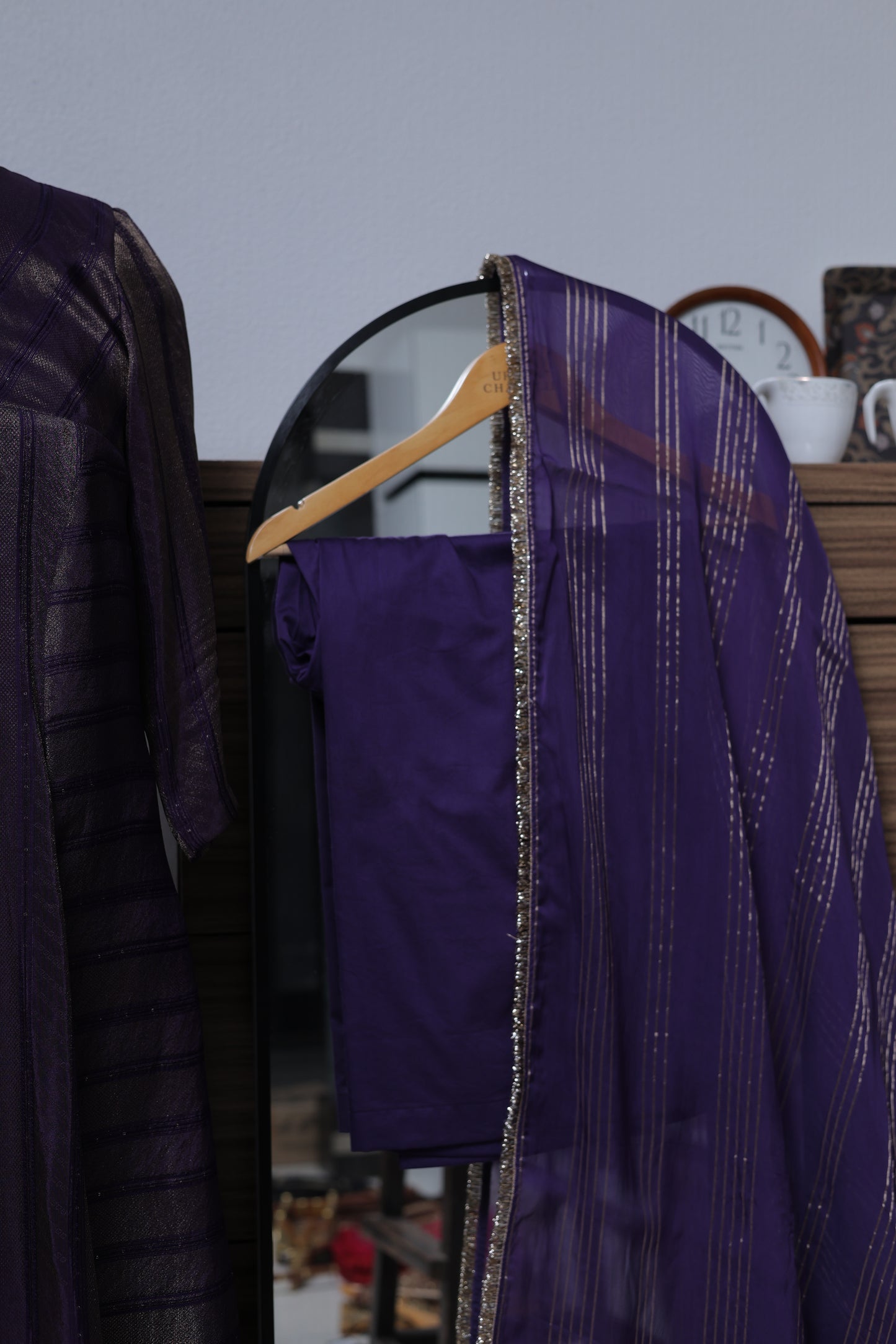 DEEP VIOLET PRINCESS CUT KURTA PANT SET