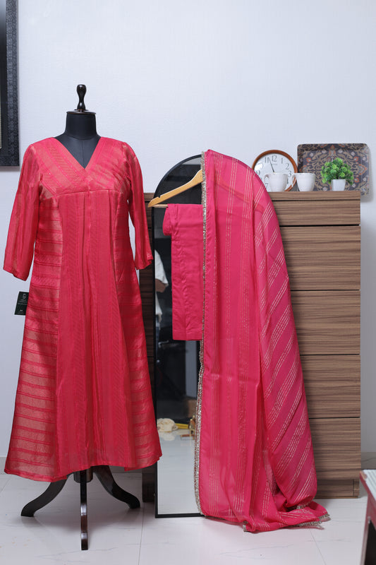 PINK PRINCESS CUT KURTA PANT SET