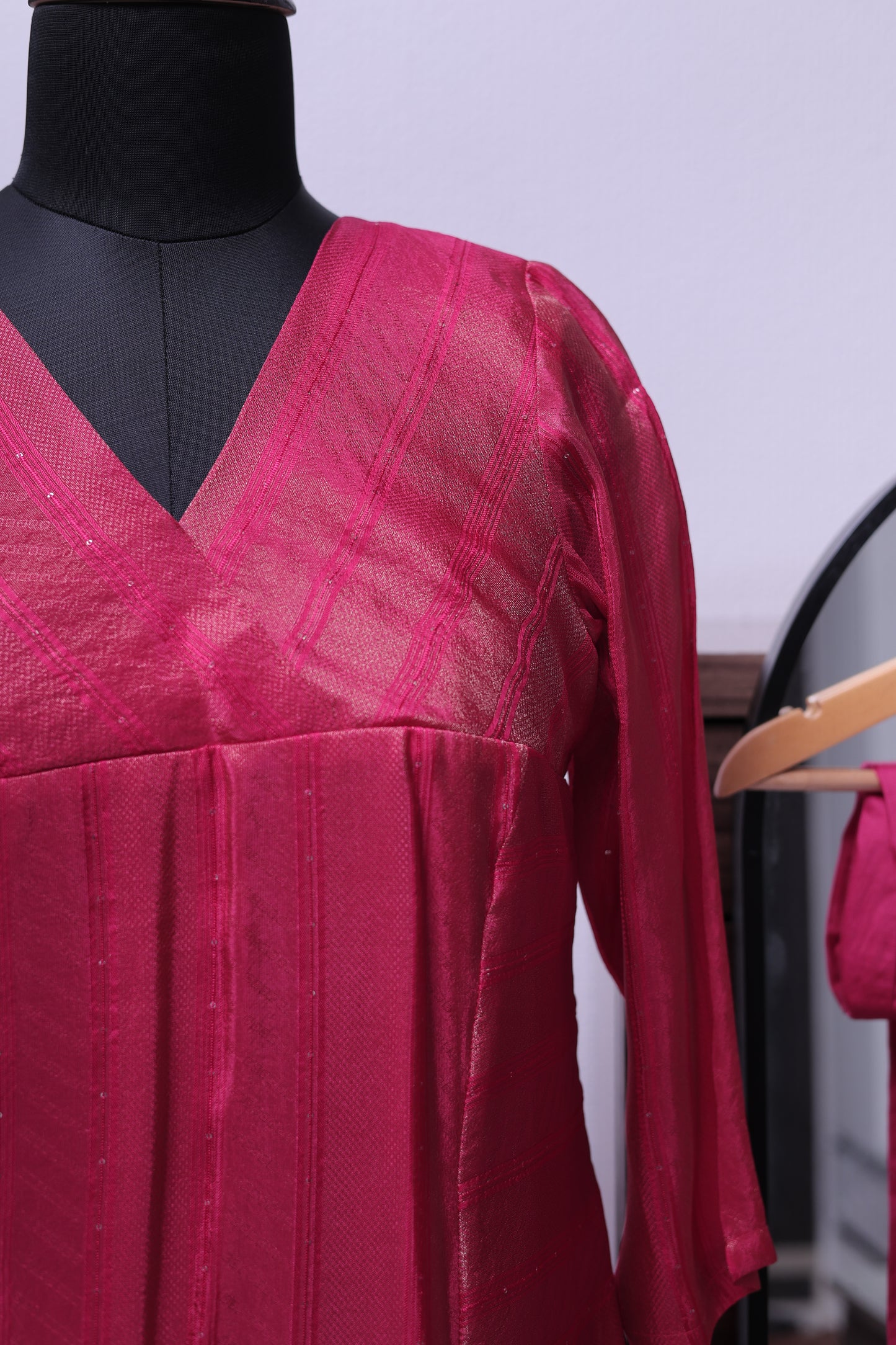 PINK PRINCESS CUT KURTA PANT SET