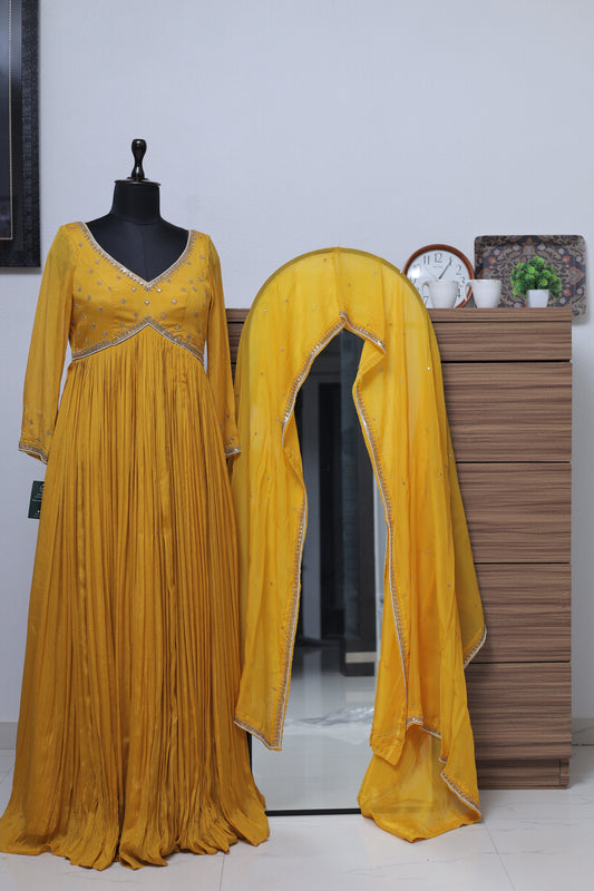 MUSTARD YELLOW ANARKALI SET