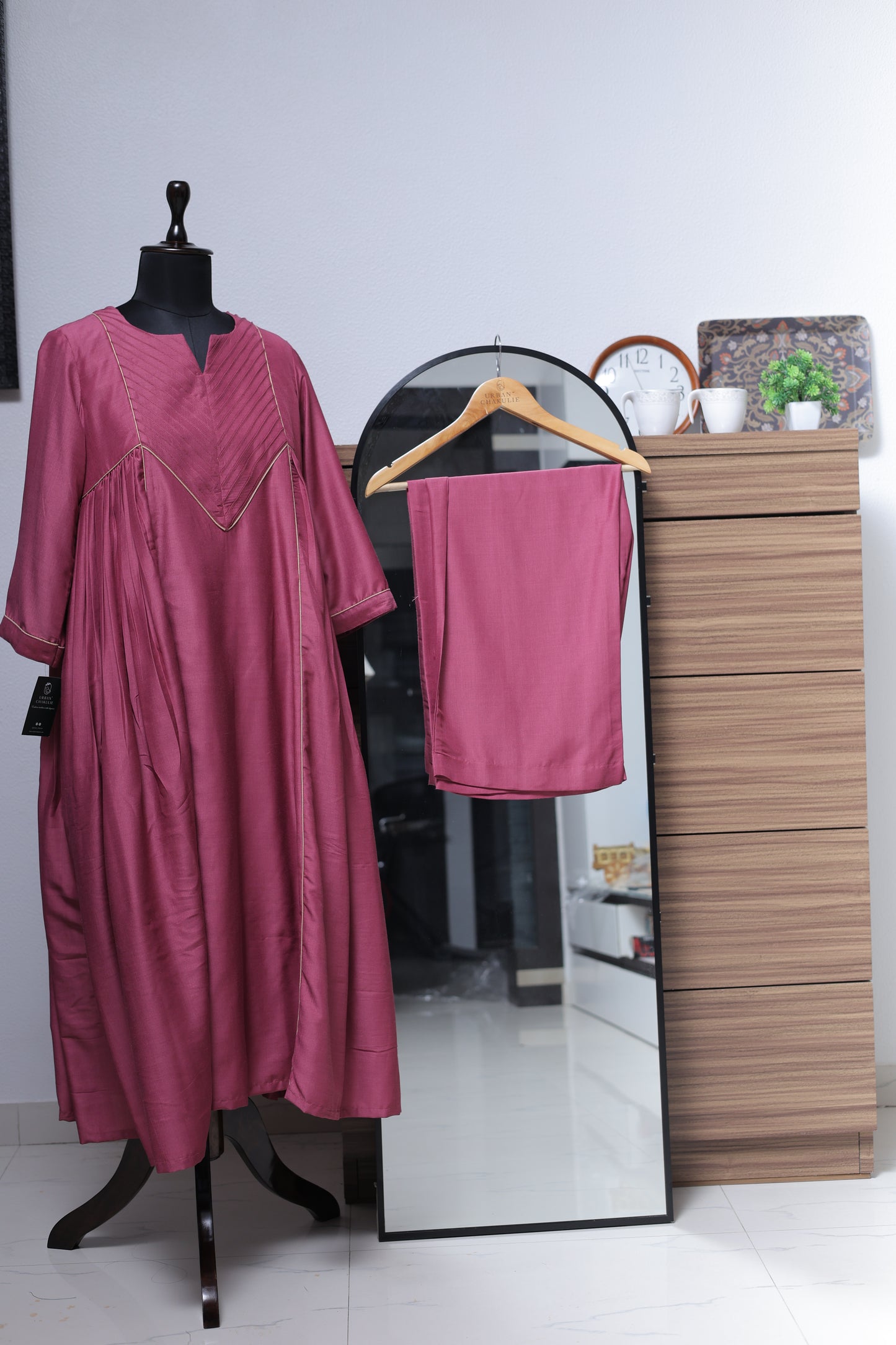 MAROON PINK - SIDE PLEATS SUIT SET