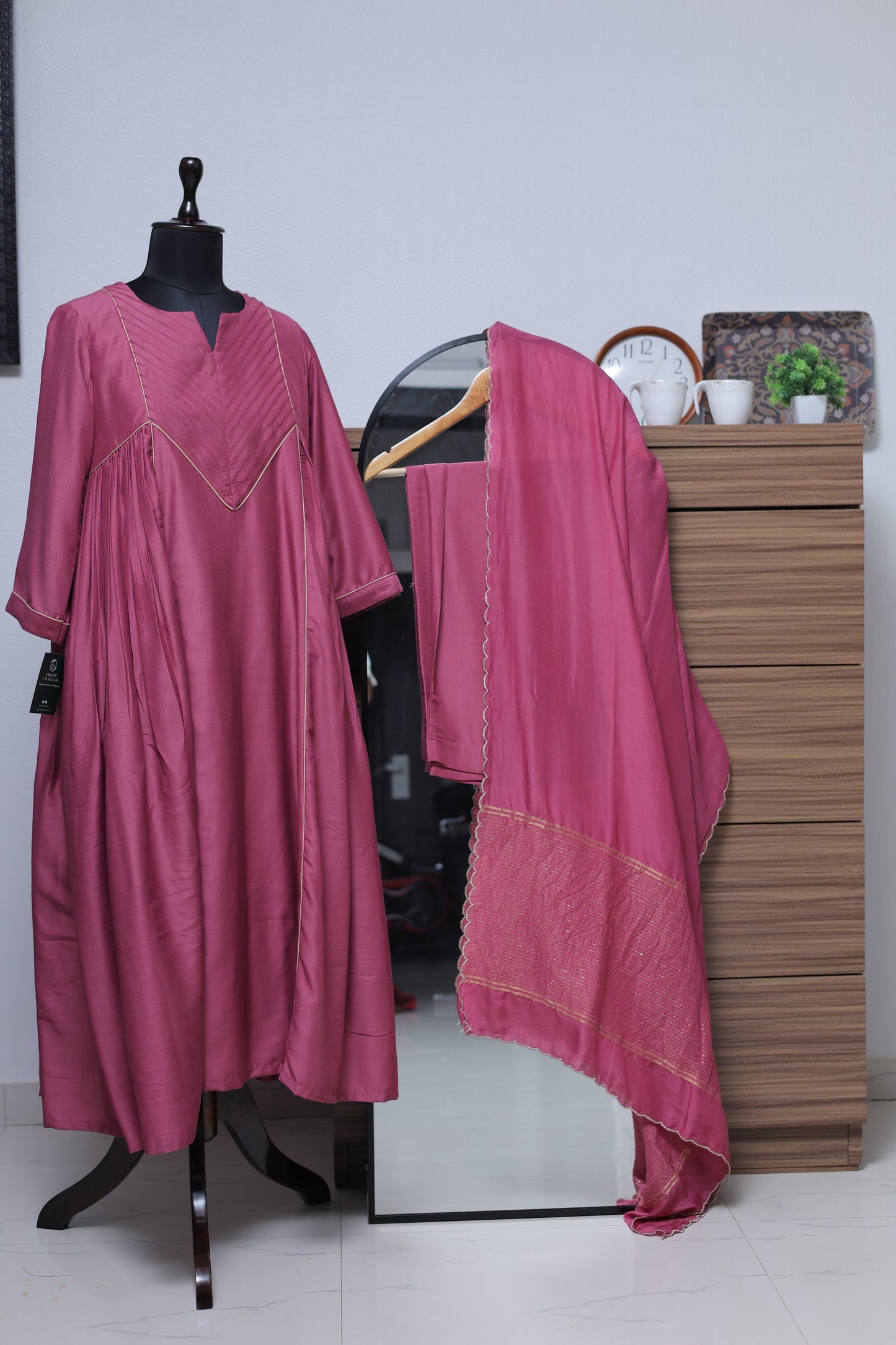MAROON PINK - SIDE PLEATS SUIT SET