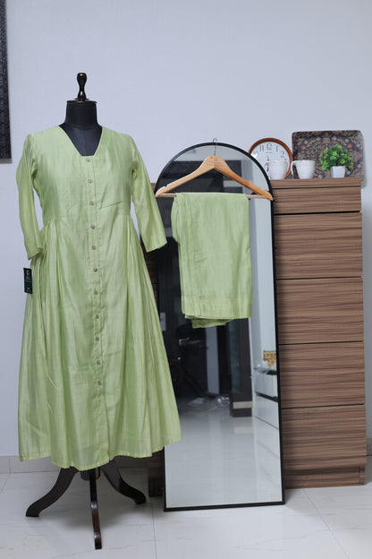 LIGHT SAGE GREEN- CHANDERI CO-ORD SET