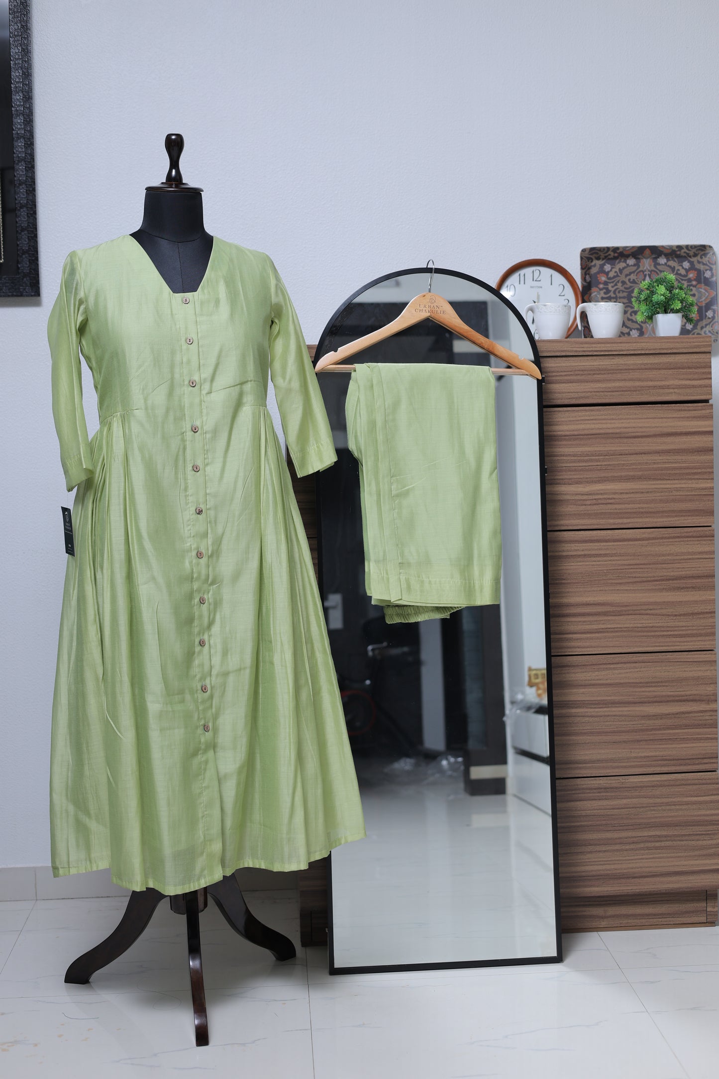 LIGHT SAGE GREEN- CHANDERI CO-ORD SET
