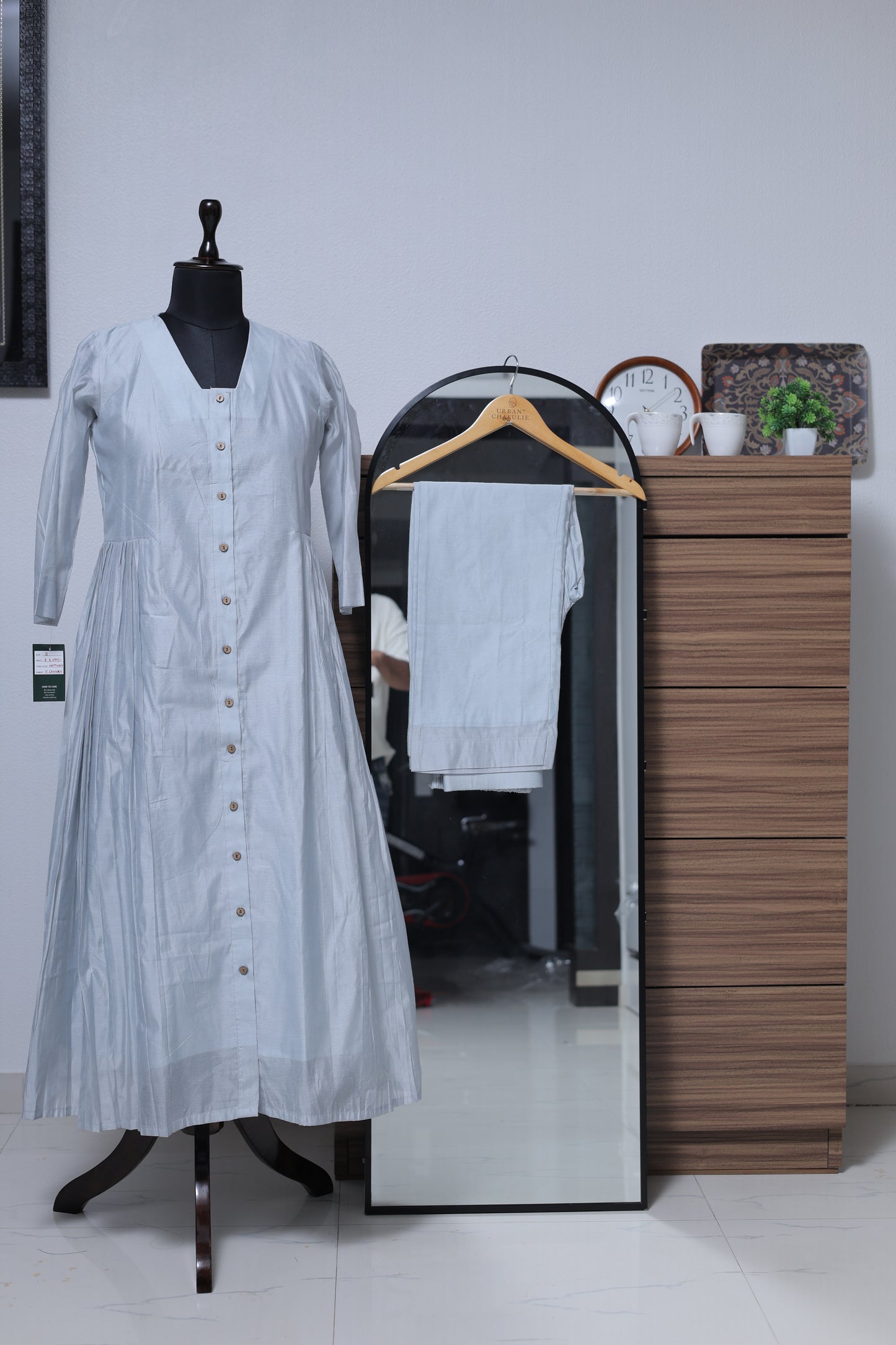 BLUE GRAY - CHANDERI CO-ORD SET
