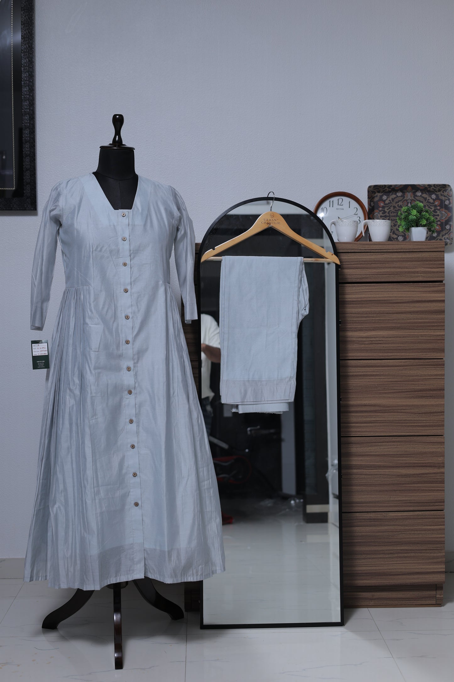 BLUE GRAY - CHANDERI CO-ORD SET