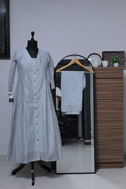 BLUE GRAY - CHANDERI CO-ORD SET