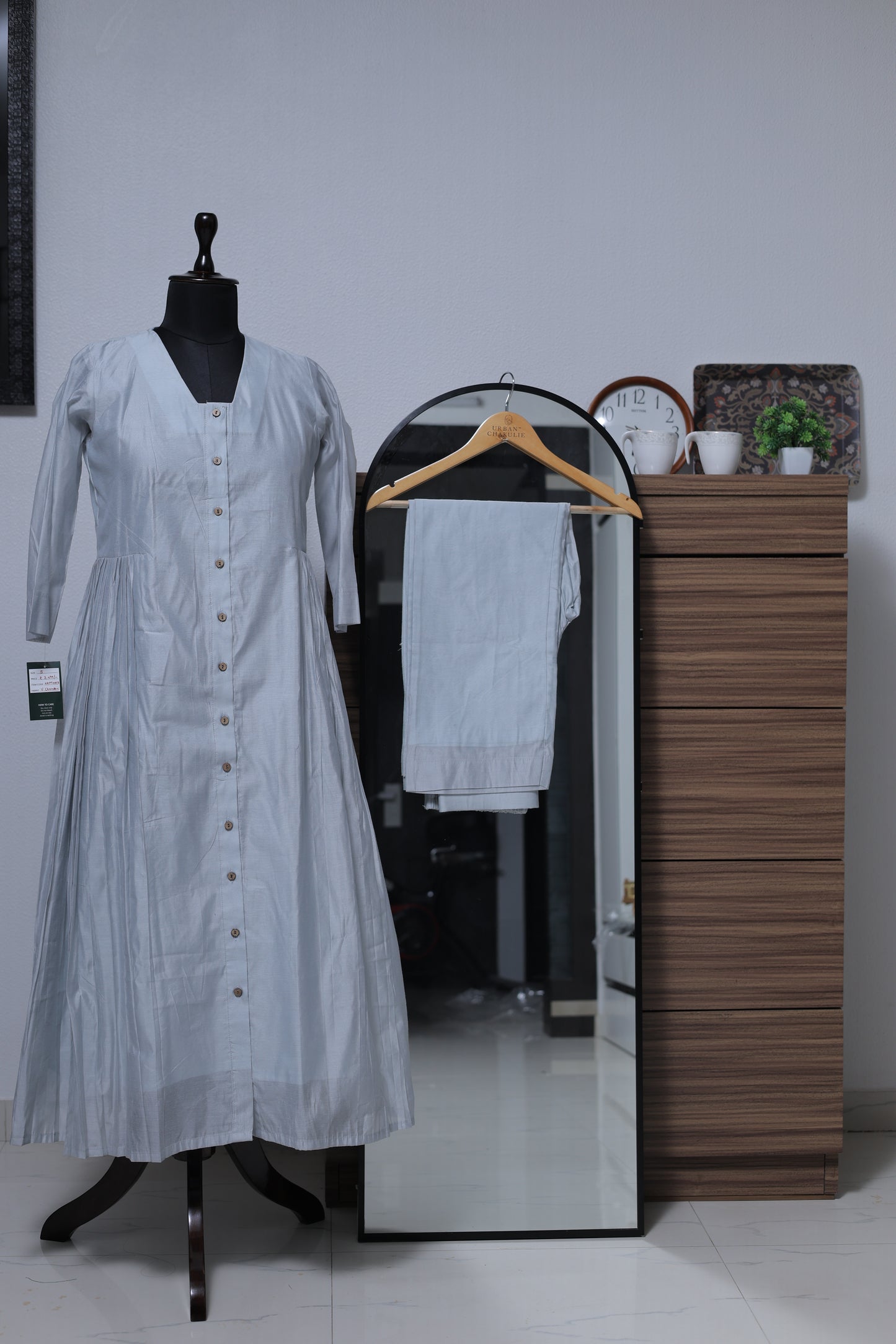 BLUE GRAY - CHANDERI CO-ORD SET