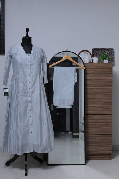 BLUE GRAY - CHANDERI CO-ORD SET