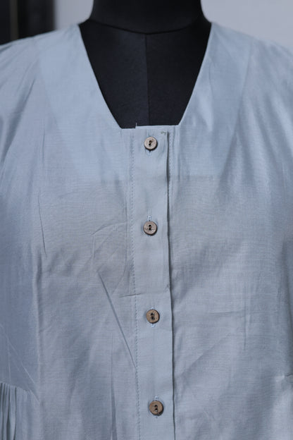 BLUE GRAY - CHANDERI CO-ORD SET