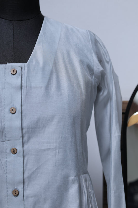 BLUE GRAY - CHANDERI CO-ORD SET