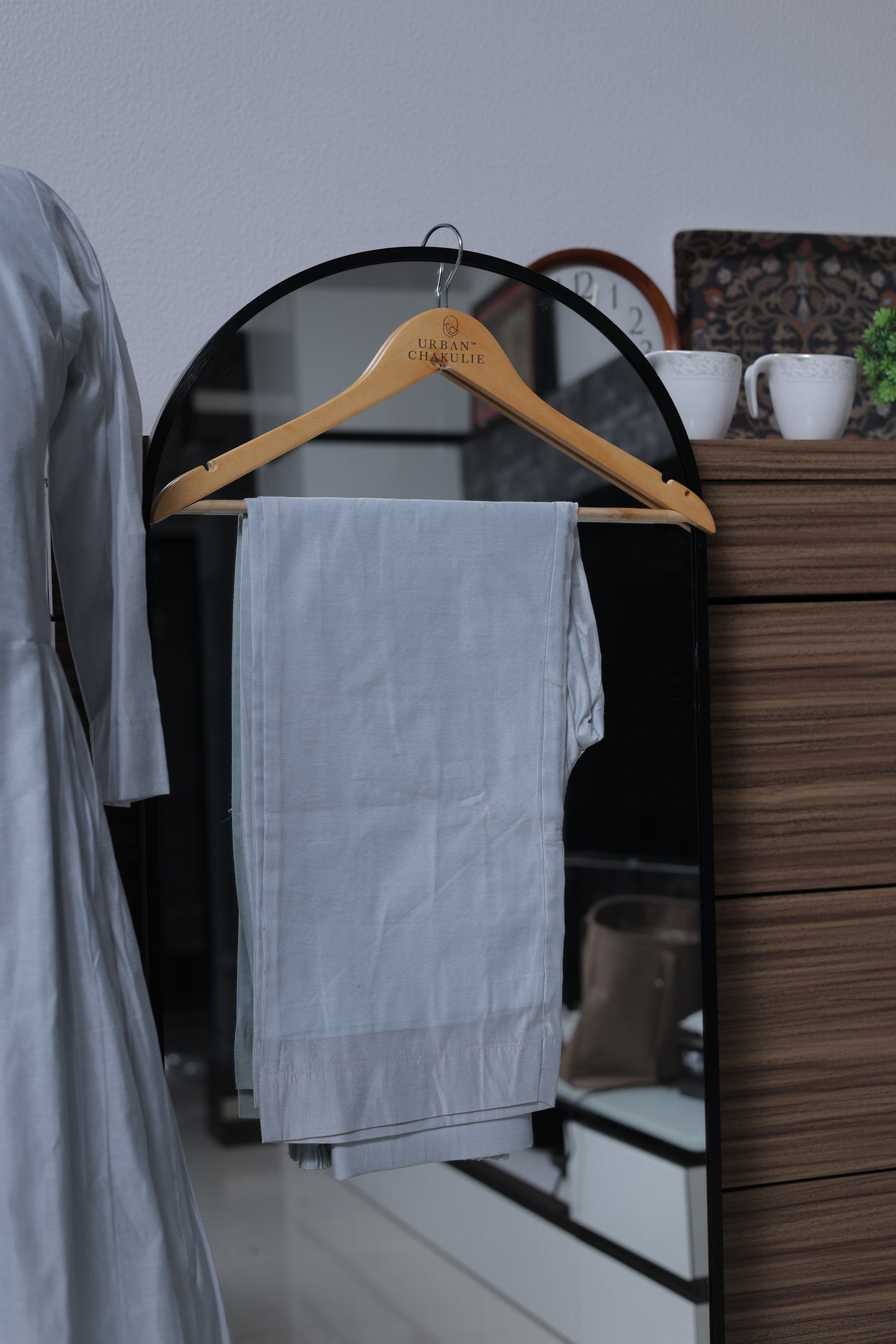 BLUE GRAY - CHANDERI CO-ORD SET