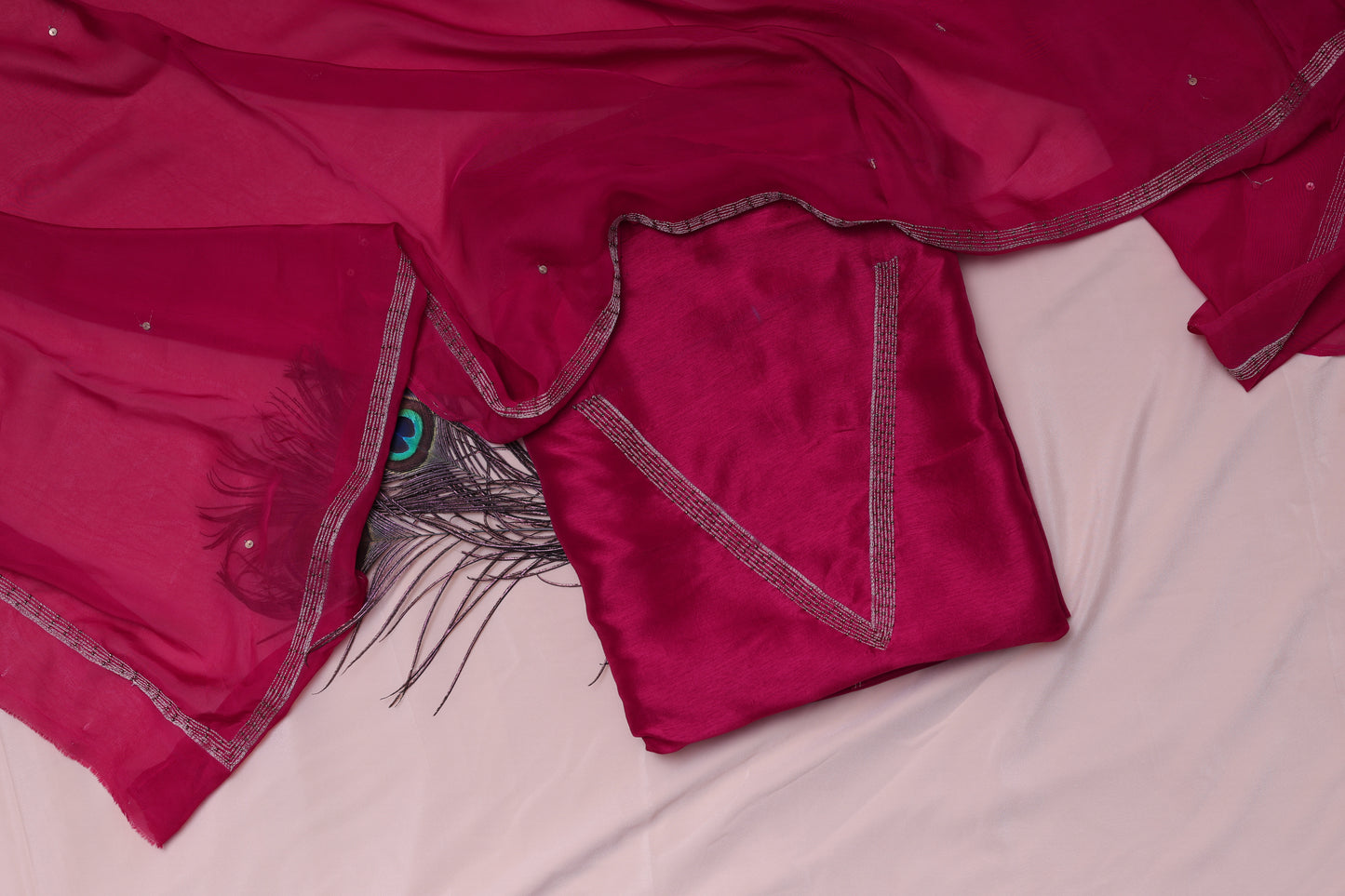 DARK RED (KANAKREKHA-GOLDEN LINES) SUIT SET