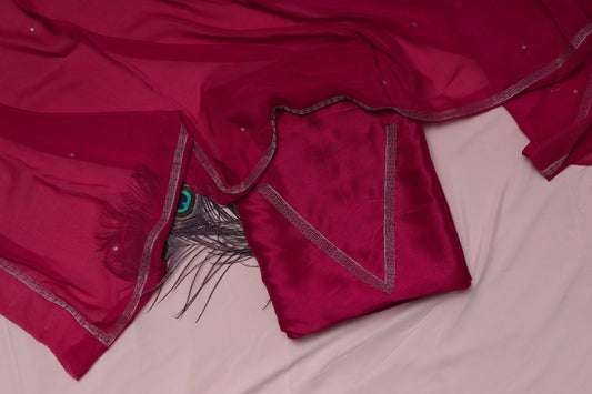 DARK RED (KANAKREKHA-GOLDEN LINES) SUIT SET