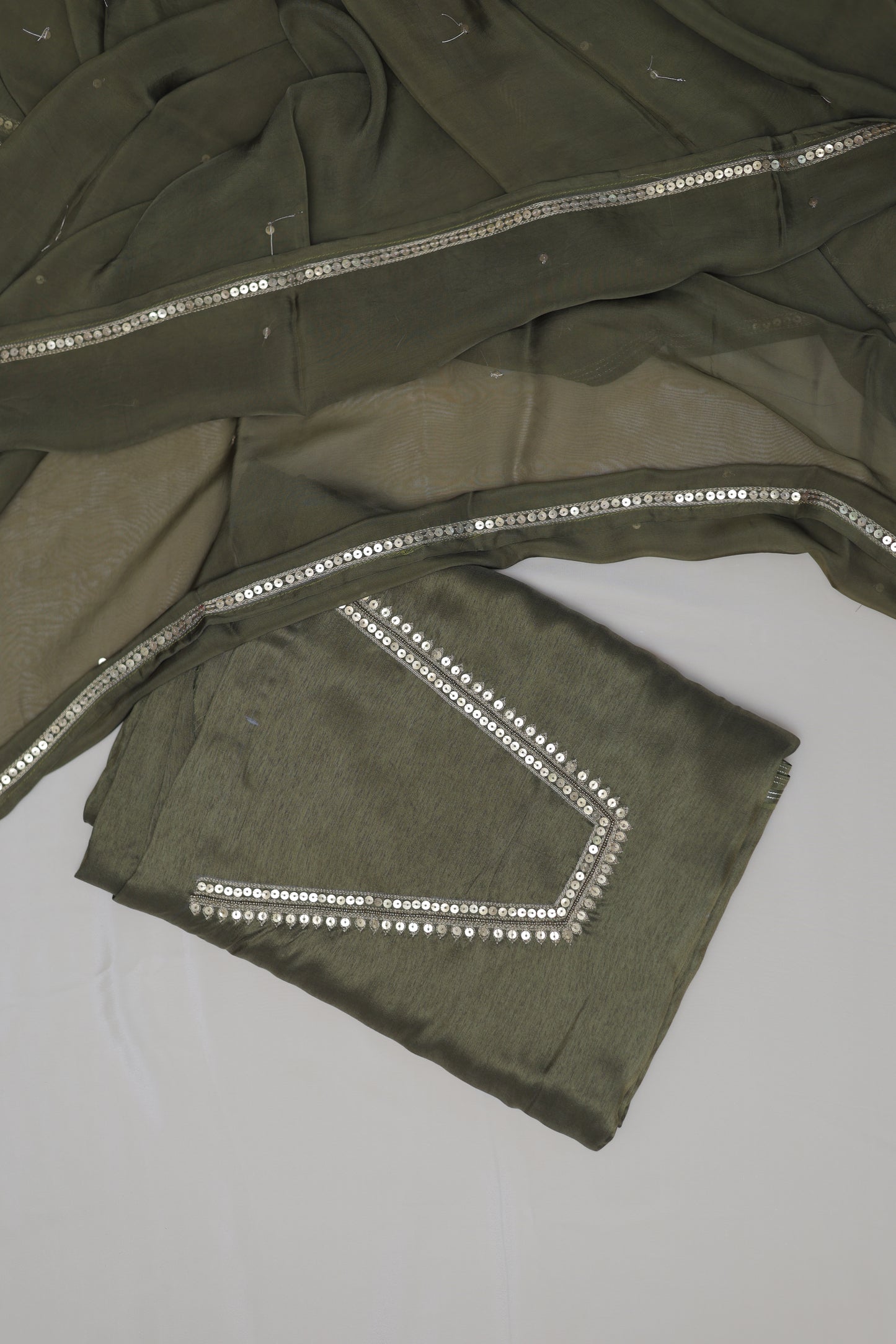 ARMY GREEN(JHILMIL-SPARKLING) SUIT SET