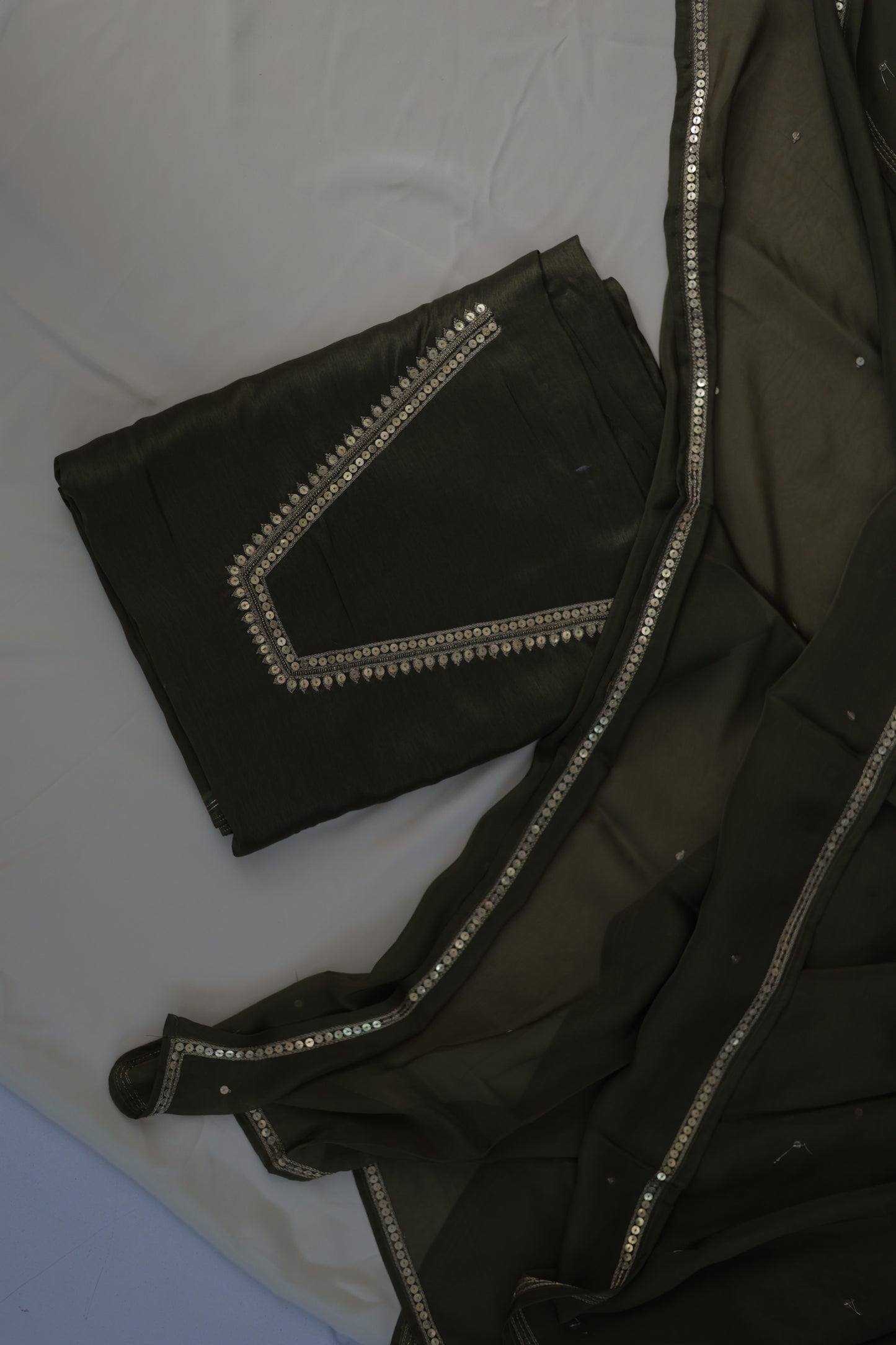 ARMY GREEN(JHILMIL-SPARKLING) SUIT SET