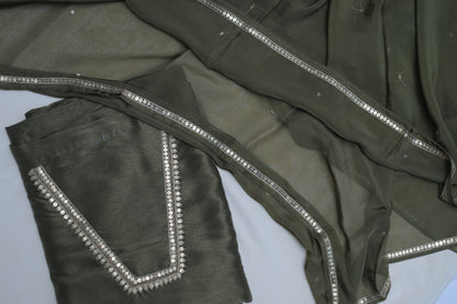 ARMY GREEN(JHILMIL-SPARKLING) SUIT SET