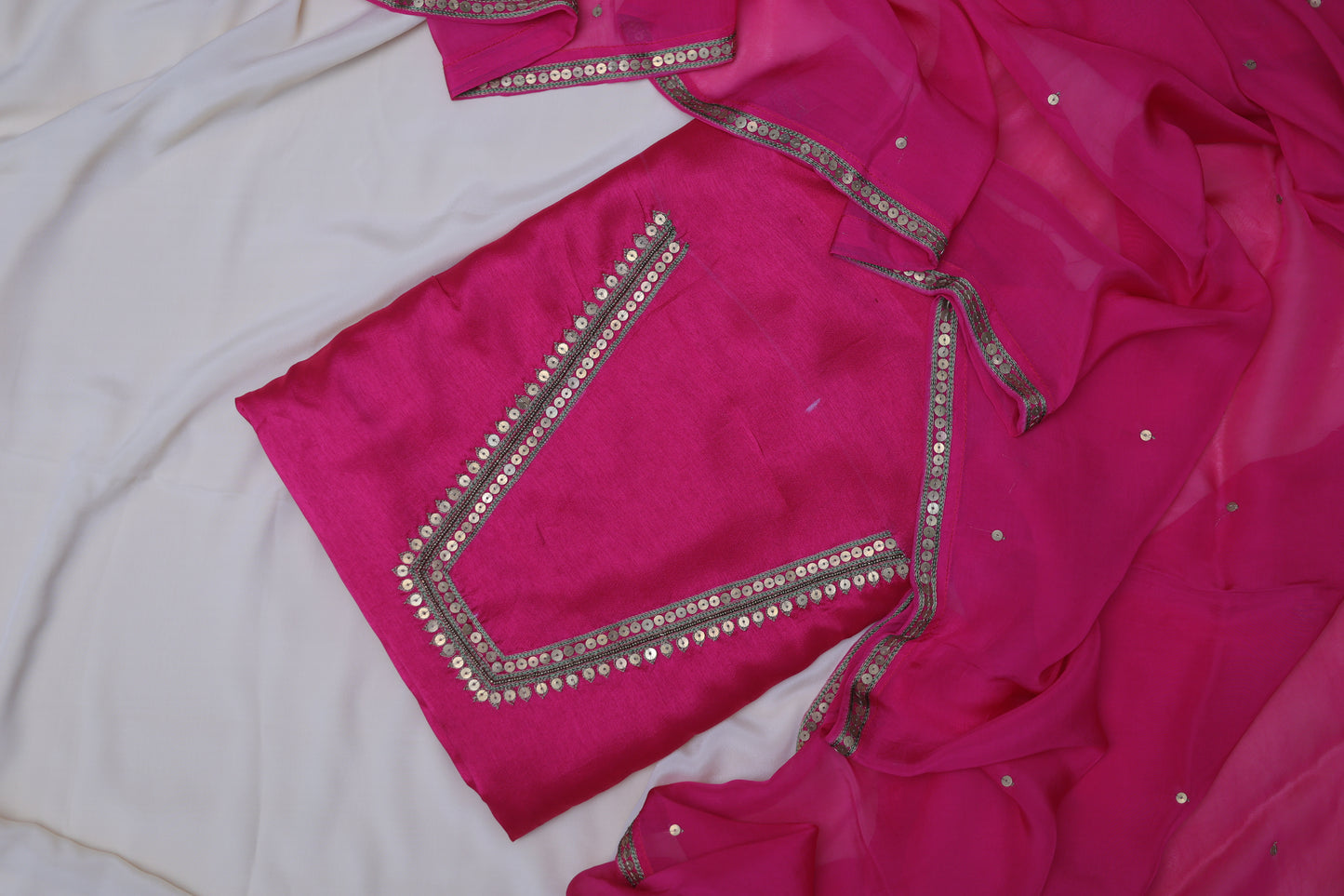 DARK PINK(JHILMIL-SPARKLING) SUIT SET