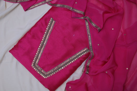 DARK PINK(JHILMIL-SPARKLING) SUIT SET