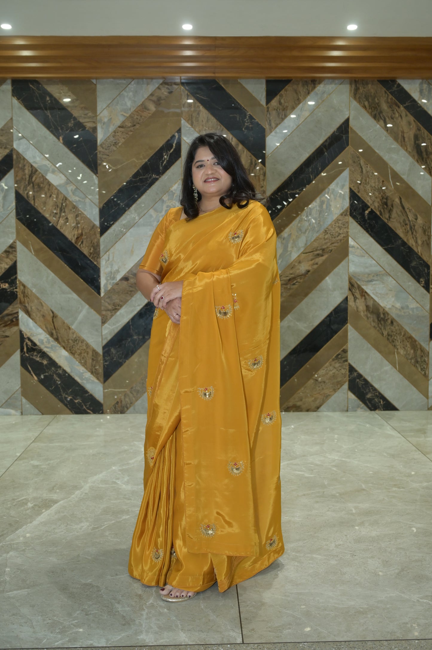 MUSTARD YELLOW- H.O.SILK SAREE (CHANDRIKA BUTTA - MOONLET MOTIFS)