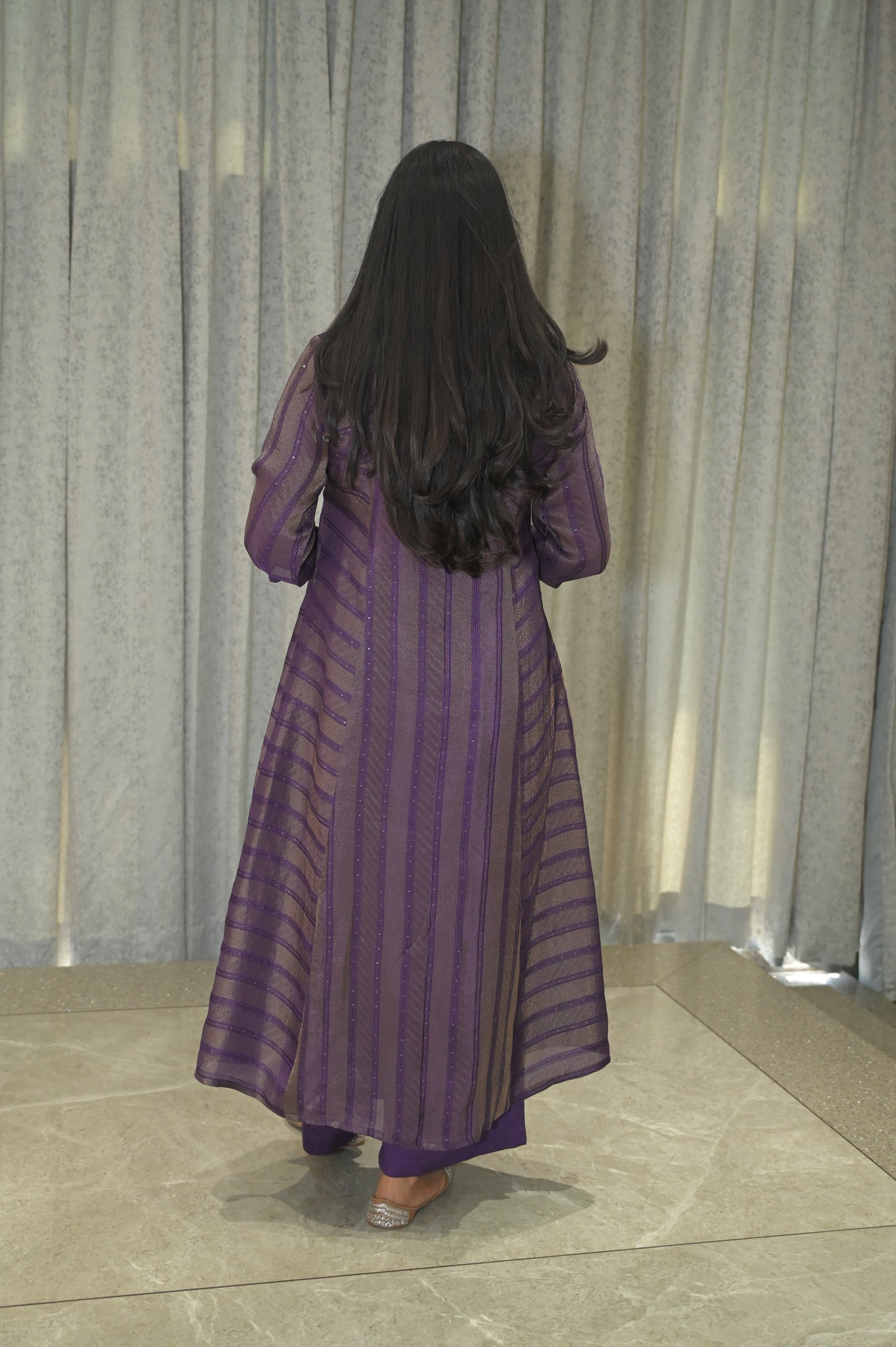 DEEP VIOLET PRINCESS CUT KURTA PANT SET