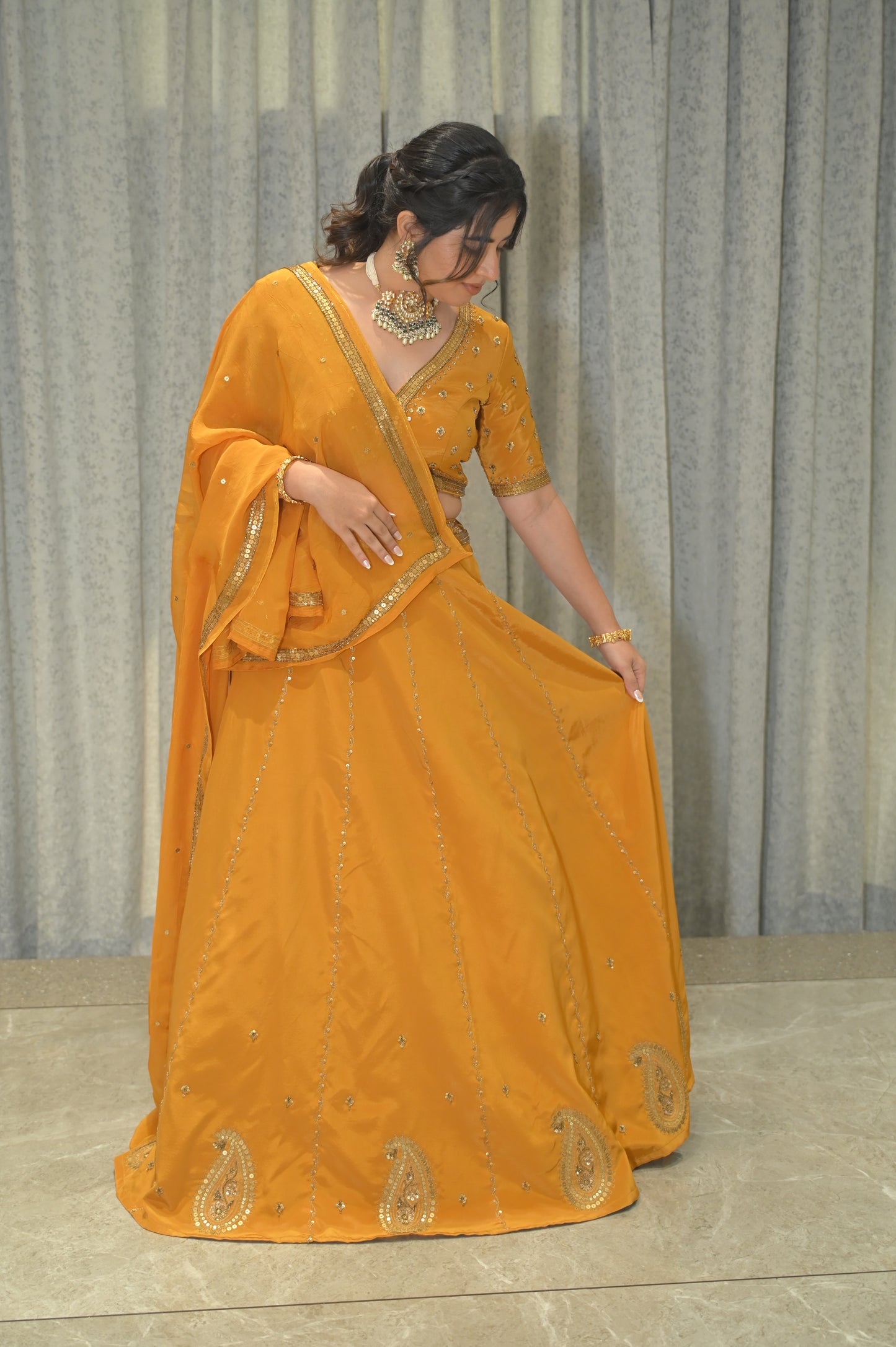 MUSTARD YELLOW LEHENGA SET (SUNEHRI SAAZ - GOLDEN ADORNMENT)