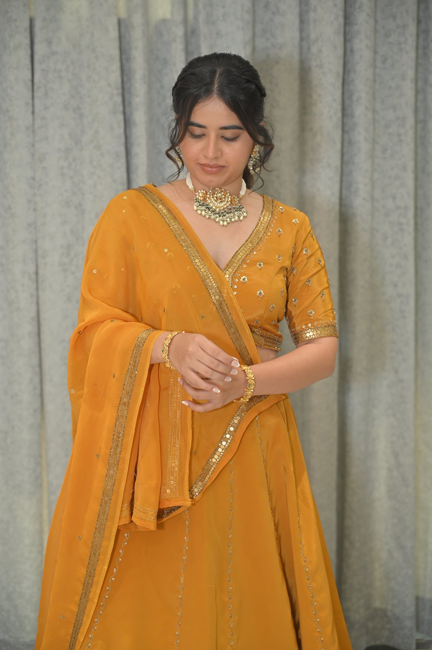MUSTARD YELLOW LEHENGA SET (SUNEHRI SAAZ - GOLDEN ADORNMENT)