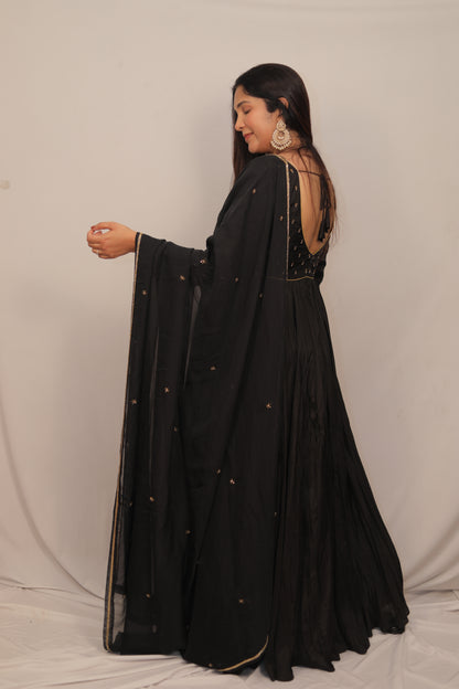 BLACK ANARKALI GOWN WITH NYRA CUT