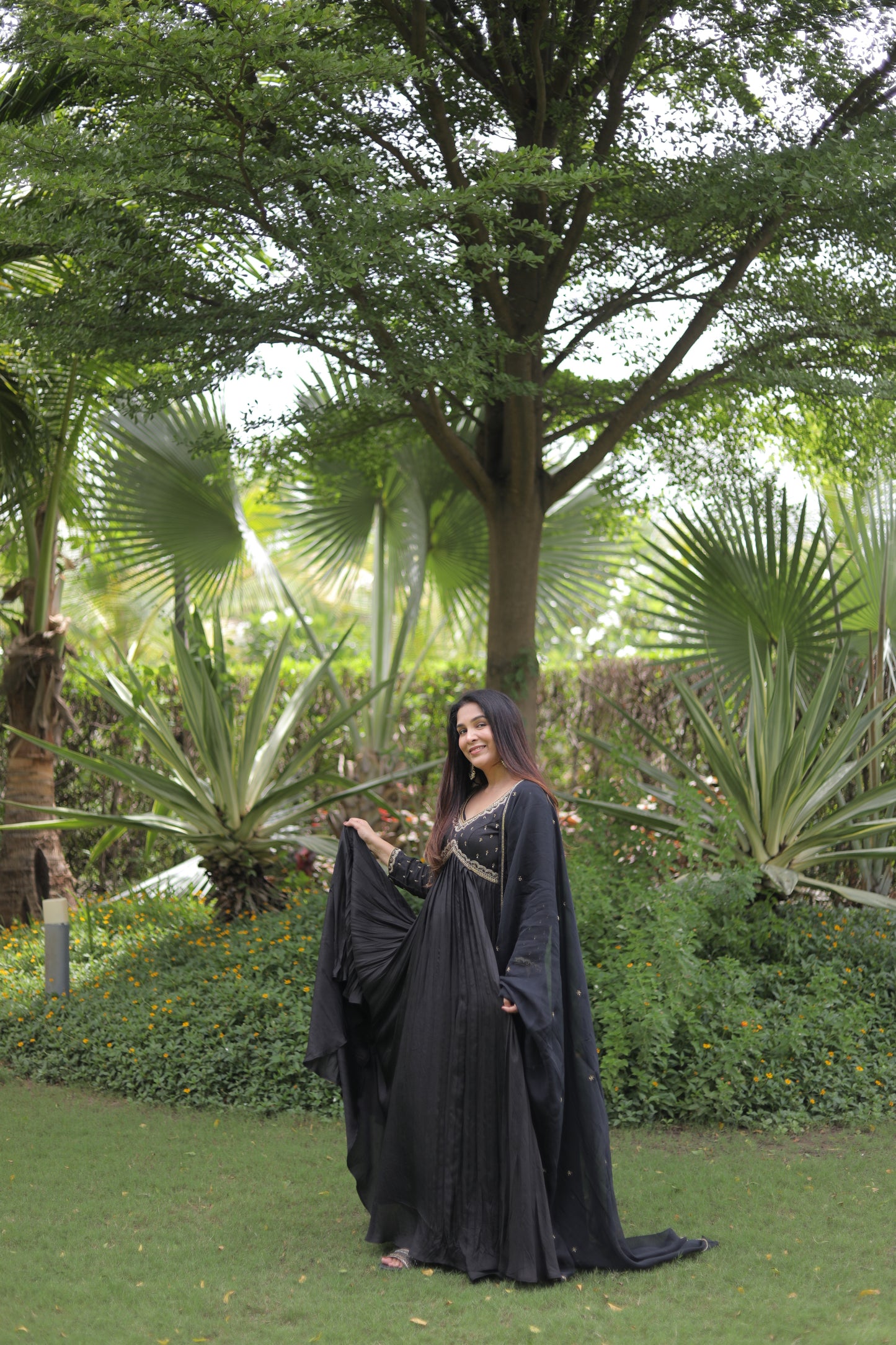 BLACK ANARKALI GOWN WITH NYRA CUT