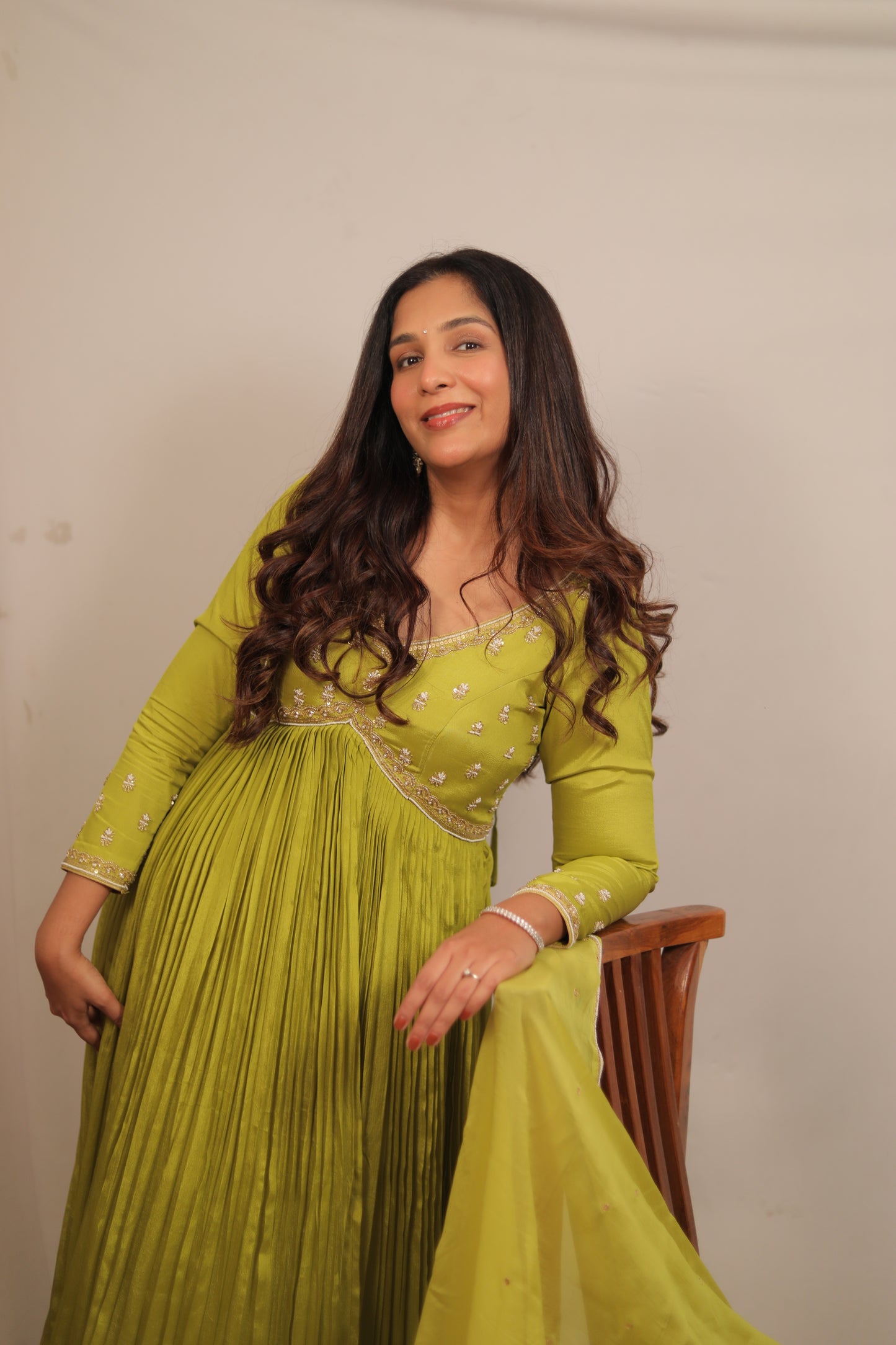 LIME GREEN ANARKALI SET