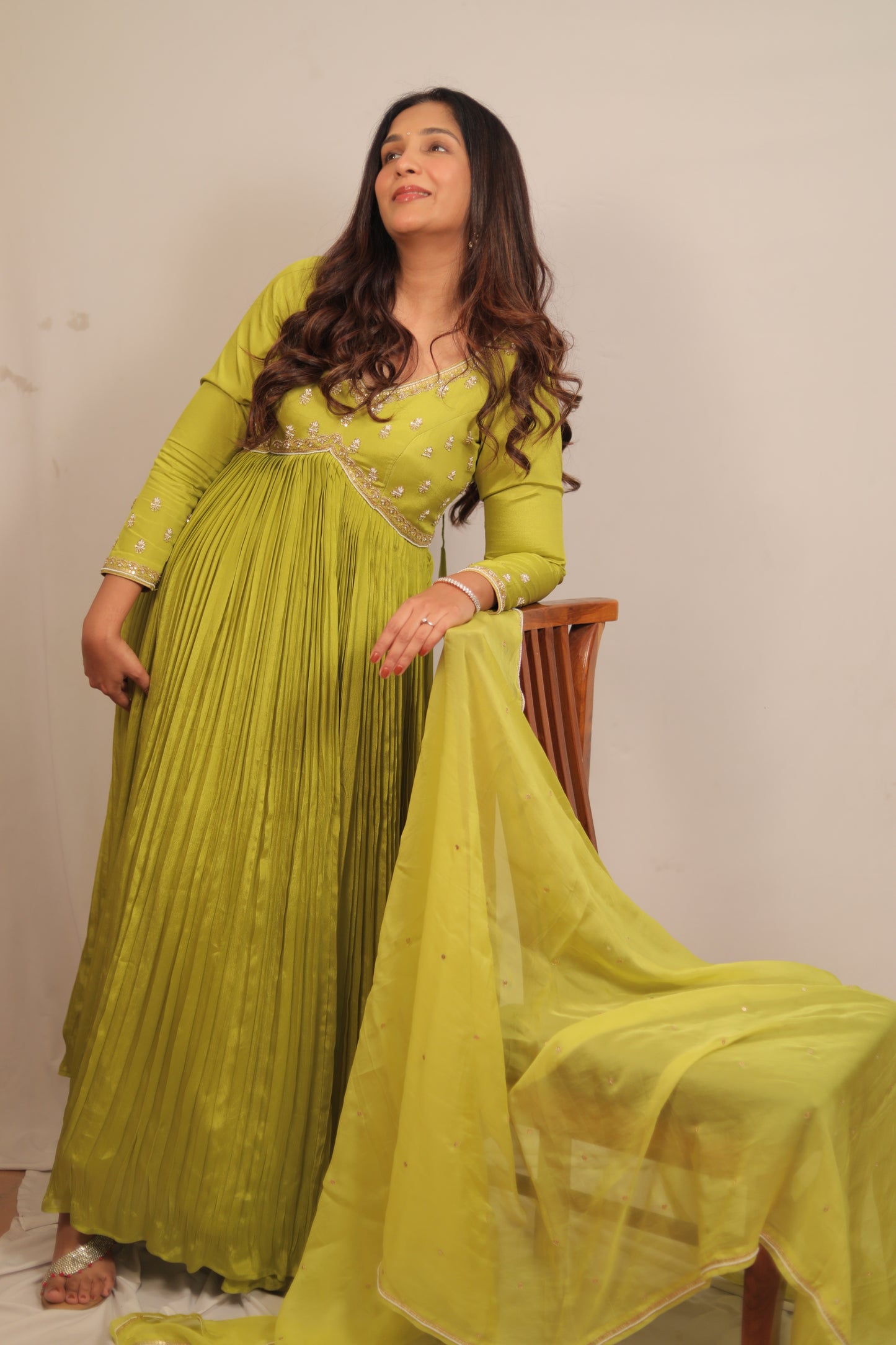 LIME GREEN ANARKALI SET