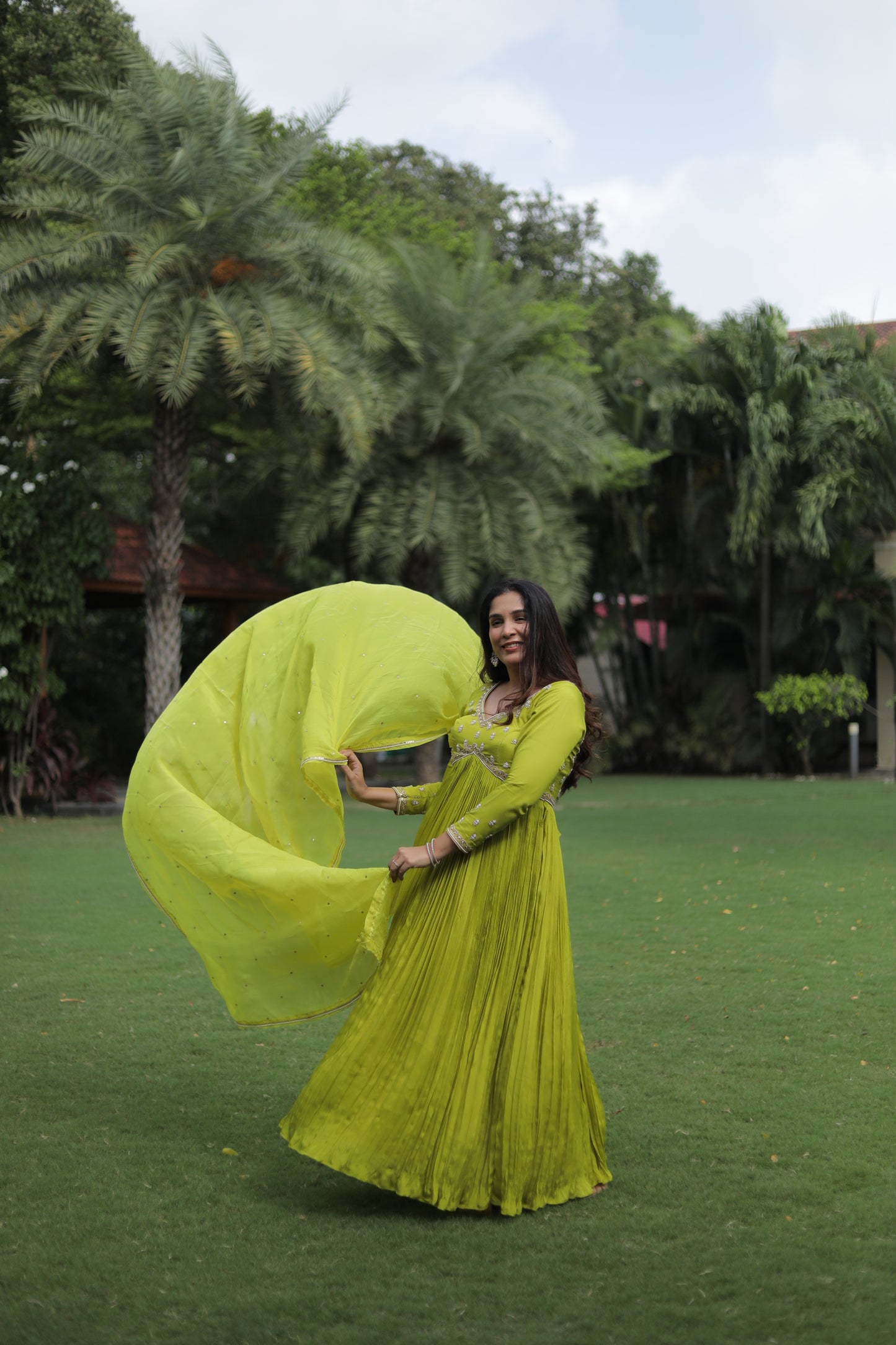 LIME GREEN ANARKALI SET