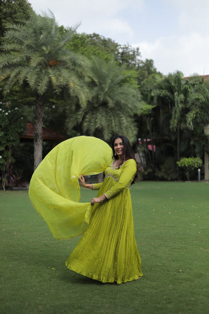 LIME GREEN ANARKALI SET