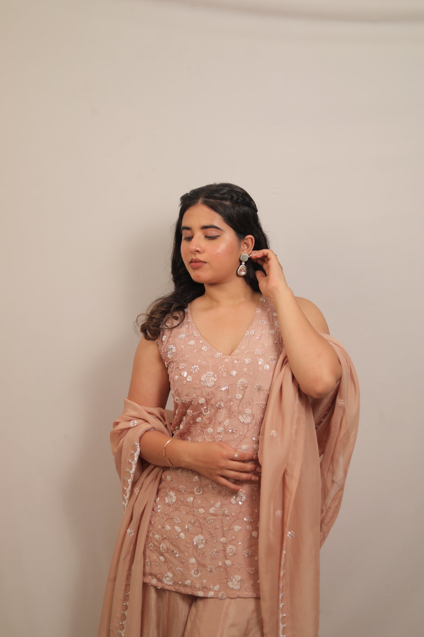 ROSE BISQUE - FULL FAIRED PANEL SHARARA SET