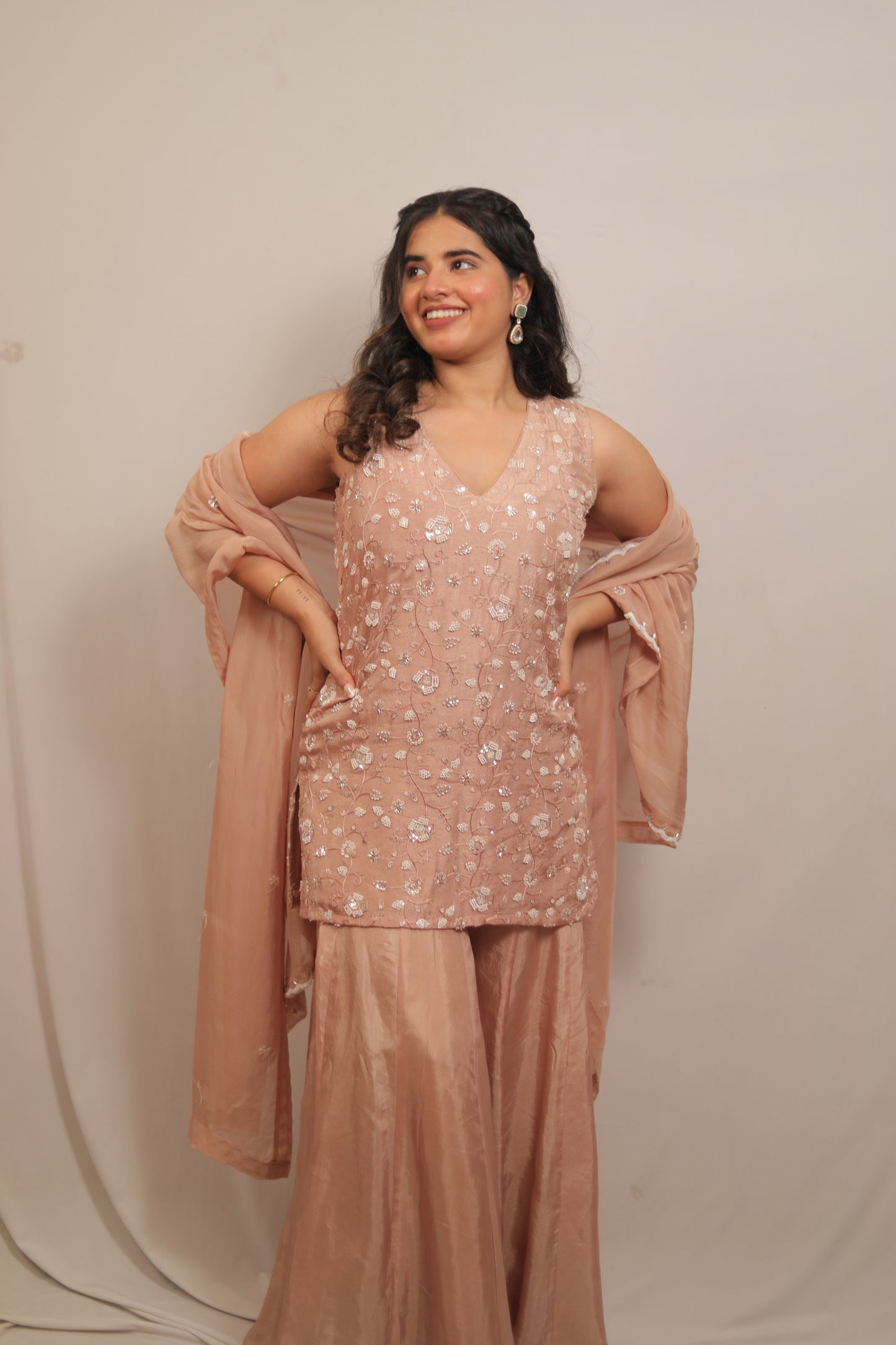 ROSE BISQUE - FULL FAIRED PANEL SHARARA SET