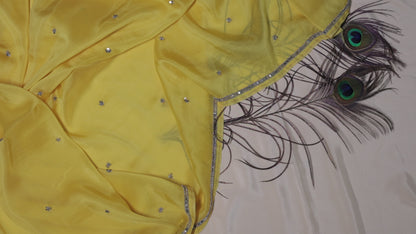 LEMON YELLOW- AUTUMN CREPE SAREE(PHOOL BINDU - FLOWER DOT)