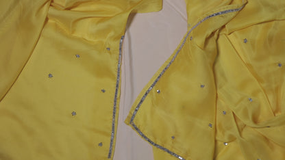 LEMON YELLOW- AUTUMN CREPE SAREE(PHOOL BINDU - FLOWER DOT)