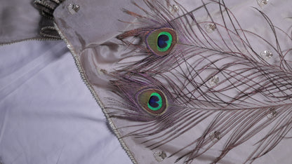 SILVER GREY - TISSUE SAREE (PUSHPA BINDU - FLORAL DOT)
