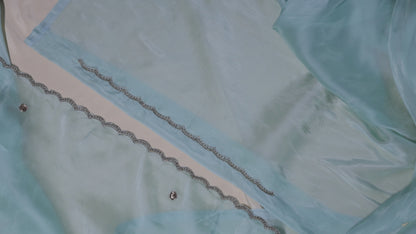 POWDER BLUE- AUTUMN CREPE SAREE( CHAKRA BUTTI - CIRCLE MOTIFS)